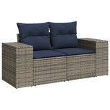 vidaXL 7-delige Loungeset met kussens poly rattan zwart