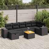 vidaXL 8-piece Lounge Set with Cushions Poly Rattan Black