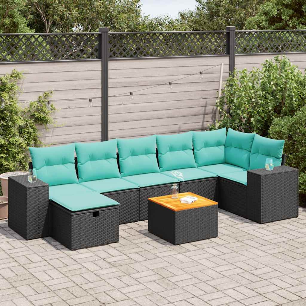 vidaXL 8-delige Loungeset met kussens poly rattan grijs