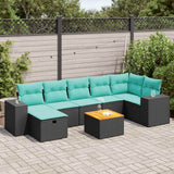 vidaXL 8-delige Loungeset met kussens poly rattan grijs