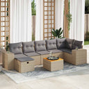 vidaXL 8-piece Lounge Set with Cushions Poly Rattan Black
