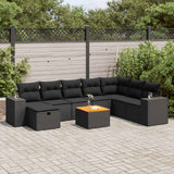vidaXL 9-piece Lounge Set with Cushions Poly Rattan Black
