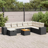 vidaXL 9-piece Lounge Set with Cushions Poly Rattan Black