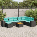 vidaXL 9-delige Loungeset met kussens poly rattan grijs