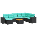 vidaXL 9-delige Loungeset met kussens poly rattan grijs