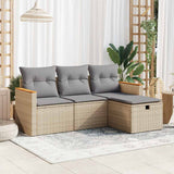vidaXL 4-delige Loungeset met kussens poly rattan zwart