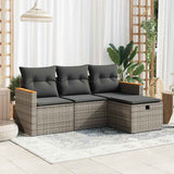 vidaXL 4-delige Loungeset met kussens poly rattan zwart