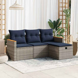vidaXL 4-delige Loungeset met kussens poly rattan zwart