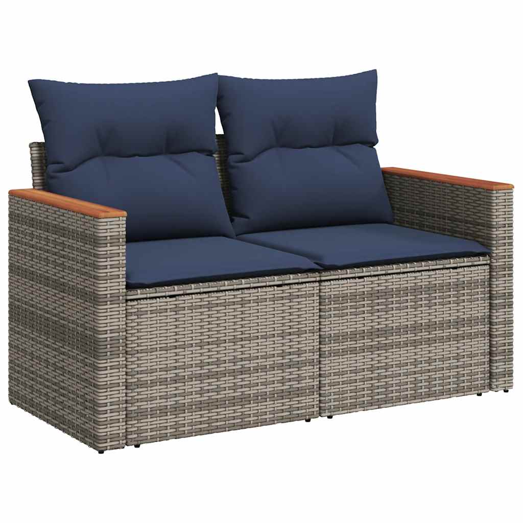 vidaXL 4-delige Loungeset met kussens poly rattan zwart