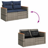vidaXL 4-delige Loungeset met kussens poly rattan zwart