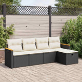 vidaXL 5-piece Lounge Set with Cushions Poly Rattan Black