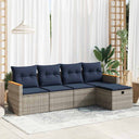 vidaXL 5-delige Loungeset met kussens poly rattan zwart