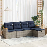 vidaXL 5-delige Loungeset met kussens poly rattan zwart