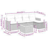 vidaXL 5-delige Loungeset met kussens poly rattan zwart
