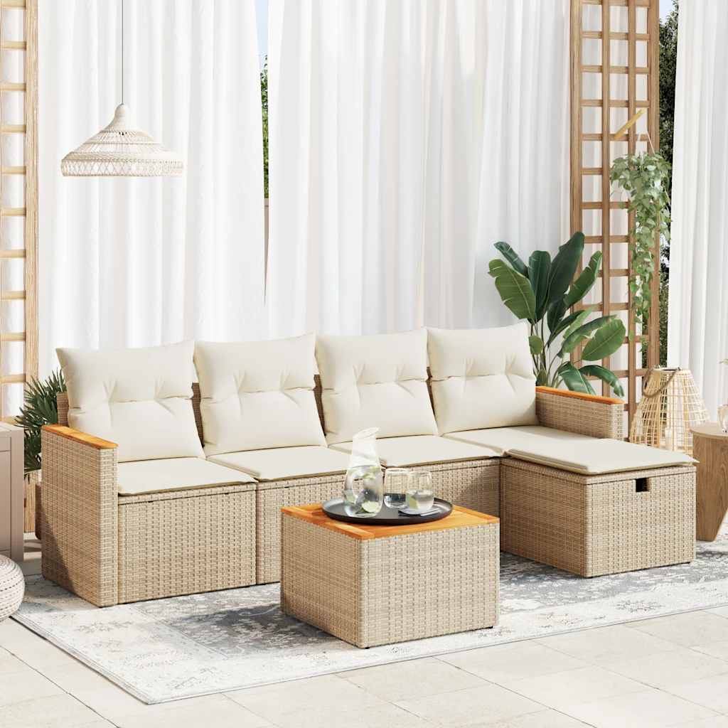 vidaXL 5-piece Lounge Set with Cushions Poly Rattan Black