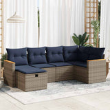 vidaXL 6-delige Loungeset met kussens poly rattan zwart