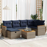 vidaXL 6-delige Loungeset met kussens poly rattan zwart