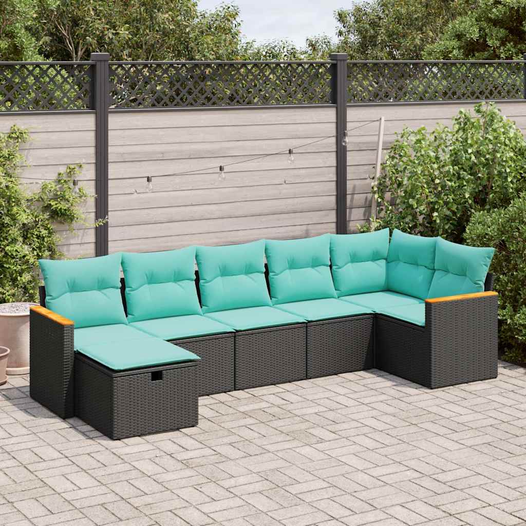vidaXL 7-Piece Lounge Set with Cushions Poly Rattan Grey
