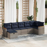 vidaXL 7-Piece Lounge Set with Cushions Poly Rattan Grey