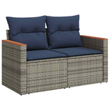 vidaXL 7-Piece Lounge Set with Cushions Poly Rattan Grey