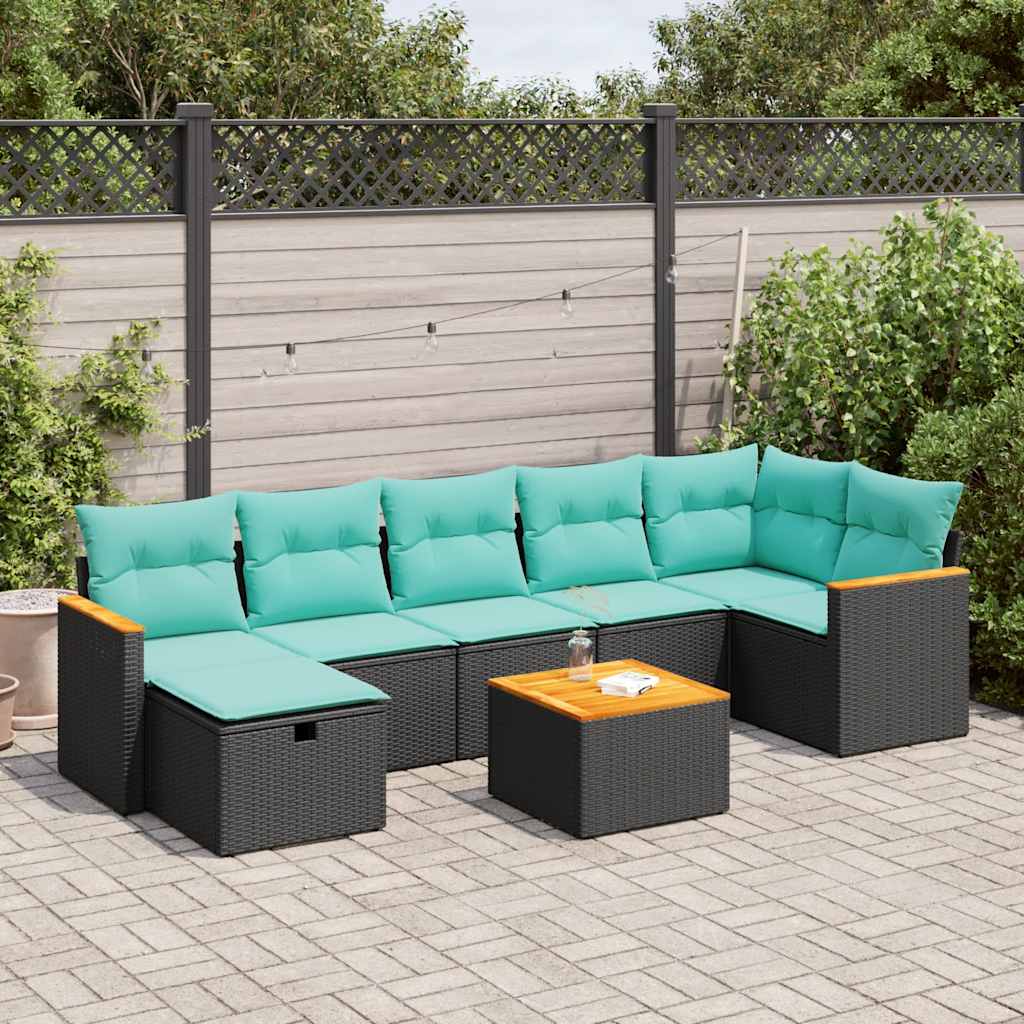 vidaXL 7-Piece Lounge Set with Cushions Poly Rattan Grey
