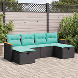 vidaXL 6-Piece Lounge Set with Cushions Poly Rattan Black