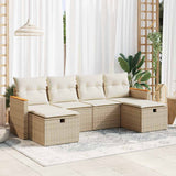 vidaXL 6-Piece Lounge Set with Cushions Poly Rattan Black