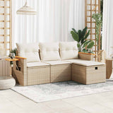 vidaXL 4-delige Loungeset met kussens poly rattan zwart