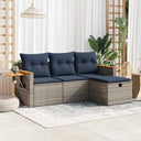 vidaXL 4-delige Loungeset met kussens poly rattan zwart