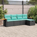vidaXL 5-piece Lounge Set with Cushions Poly Rattan Black