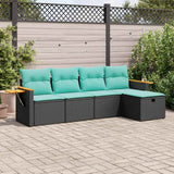 vidaXL 5-piece Lounge Set with Cushions Poly Rattan Black