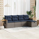 vidaXL 5-piece Lounge Set with Cushions Poly Rattan Black