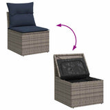 vidaXL 5-piece Lounge Set with Cushions Poly Rattan Black