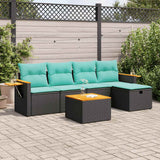 vidaXL 5-piece Lounge Set with Cushions Poly Rattan Black