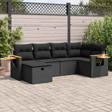 vidaXL 6-piece Lounge Set with Cushions Poly Rattan Black