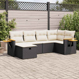 vidaXL 6-piece Lounge Set with Cushions Poly Rattan Black
