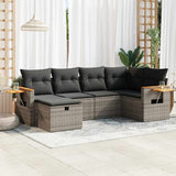 vidaXL 6-piece Lounge Set with Cushions Poly Rattan Black