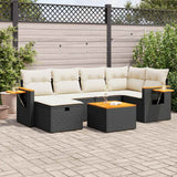 vidaXL 6-piece Lounge Set with Cushions Poly Rattan Black