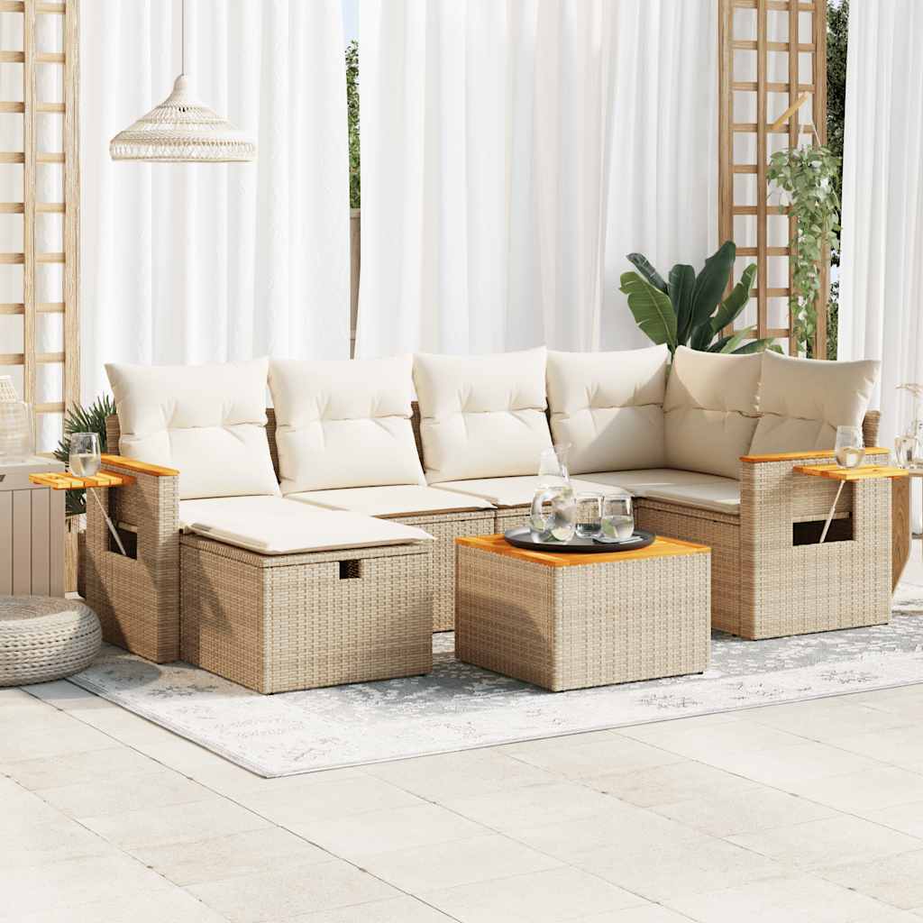 vidaXL 6-piece Lounge Set with Cushions Poly Rattan Black