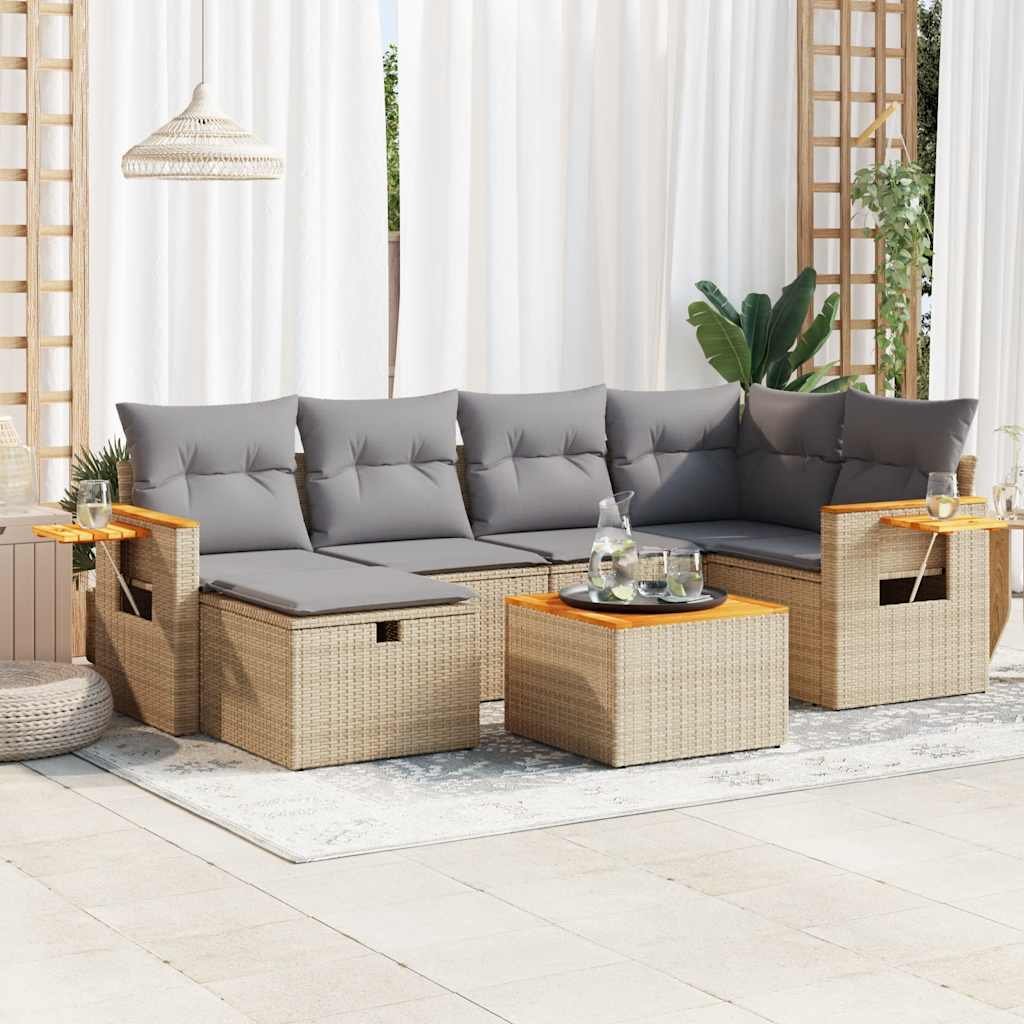 vidaXL 6-piece Lounge Set with Cushions Poly Rattan Black