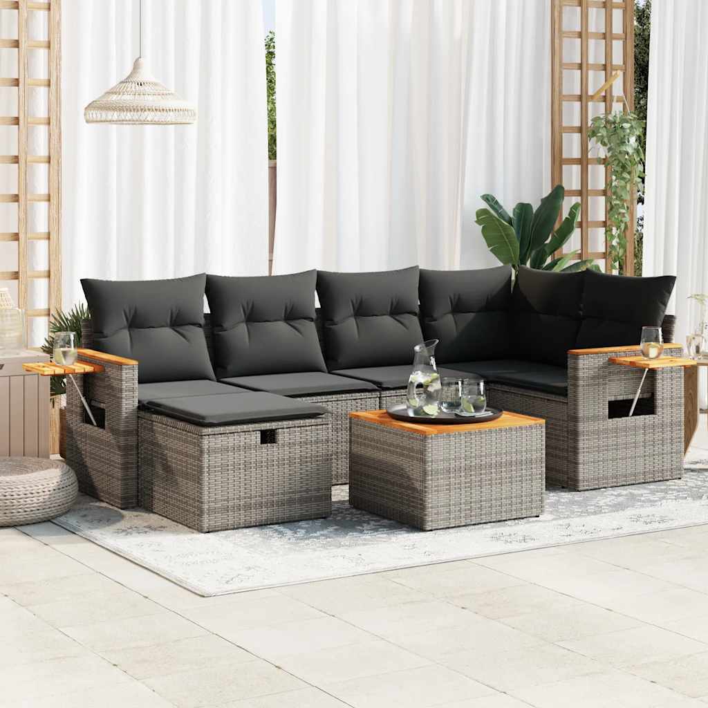 vidaXL 6-piece Lounge Set with Cushions Poly Rattan Black