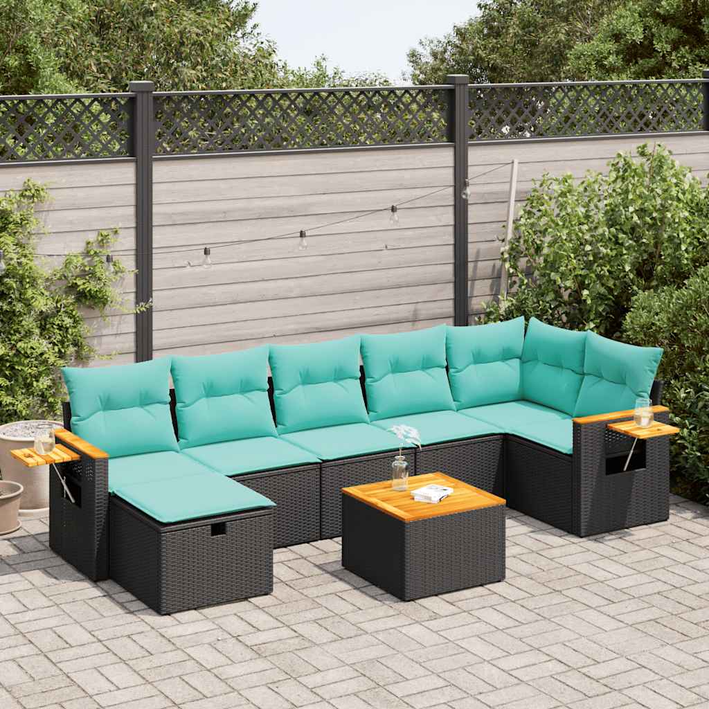 vidaXL 7-Piece Lounge Set with Cushions Poly Rattan Grey