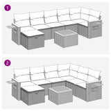 vidaXL 7-Piece Lounge Set with Cushions Poly Rattan Grey