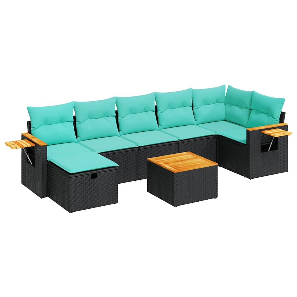 vidaXL 7-Piece Lounge Set with Cushions Poly Rattan Grey