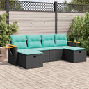 vidaXL 6-piece Lounge Set with cushions poly rattan black