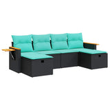 vidaXL 6-piece Lounge Set with cushions poly rattan black