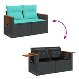 vidaXL 6-piece Lounge Set with cushions poly rattan black