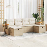 vidaXL 6-delige Loungeset met kussens poly rattan zwart