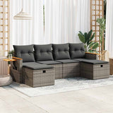 vidaXL 6-delige Loungeset met kussens poly rattan zwart