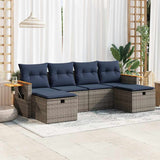 vidaXL 6-piece Lounge Set with cushions poly rattan black